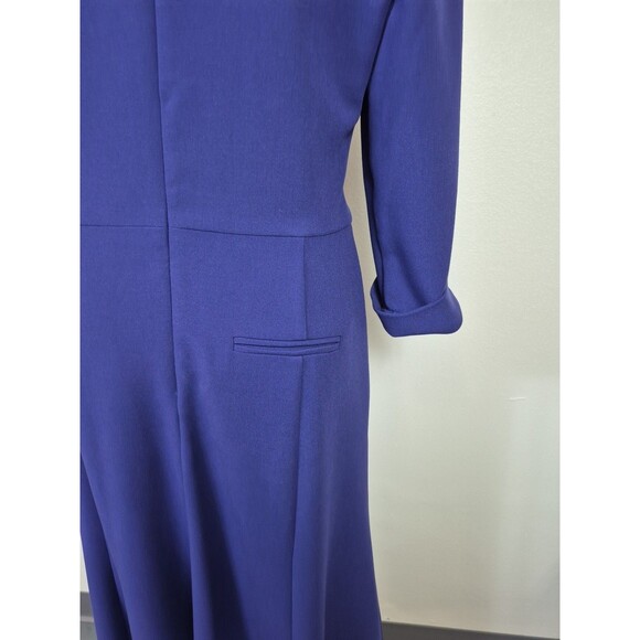 BLACK HALO Women's Dress Kensington Purple Knit Midi 3/4 Sleeve V Neck Size 10 - Picture 8 of 14